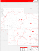 Carroll County, IN Digital Map Red Line Style