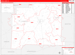 Carroll County, TN Digital Map Red Line Style
