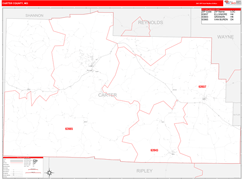 Carter County, MO Digital Map Red Line Style