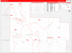 Carter County, OK Digital Map Red Line Style