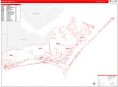 Carteret County, NC Digital Map Red Line Style