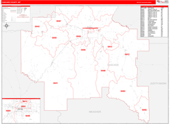 Cascade County, MT Digital Map Red Line Style