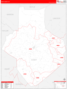 Casey County, KY Digital Map Red Line Style