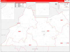Cass County, IL Digital Map Red Line Style