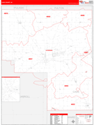 Cass County, IN Digital Map Red Line Style