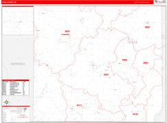 Cass County, MI Digital Map Red Line Style