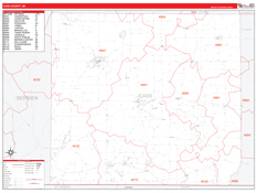 Cass County, MI Digital Map Red Line Style