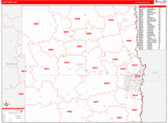 Cass County, ND Digital Map Red Line Style