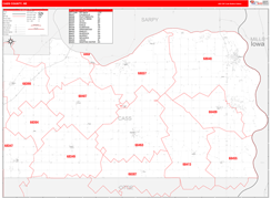 Cass County, NE Digital Map Red Line Style