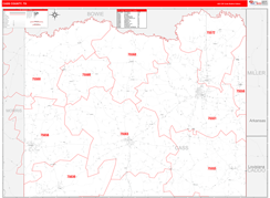 Cass County, TX Digital Map Red Line Style