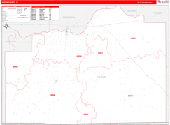 Cassia County, ID Digital Map Red Line Style