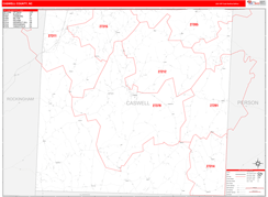 Caswell County, NC Digital Map Red Line Style