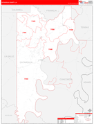 Catahoula Parish (County), LA Digital Map Red Line Style