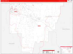 Catoosa County, GA Digital Map Red Line Style