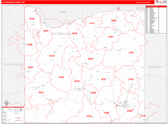 Cattaraugus County, NY Digital Map Red Line Style