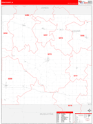 Cedar County, IA Digital Map Red Line Style