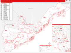 Charleston County, SC Digital Map Red Line Style