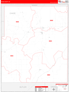 Chase County, KS Digital Map Red Line Style
