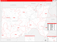 Chatham County, NC Digital Map Red Line Style