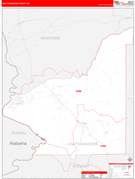 Chattahoochee County, GA Digital Map Red Line Style