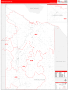 Cheboygan County, MI Digital Map Red Line Style