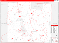 Chemung County, NY Digital Map Red Line Style