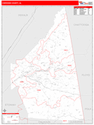 Cherokee County, AL Digital Map Red Line Style