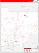 Cherokee County, GA Digital Map Red Line Style