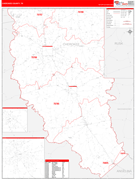 Cherokee County, TX Digital Map Red Line Style