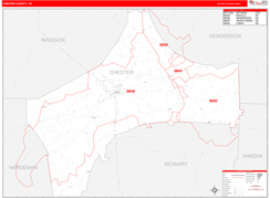 Chester County, TN Digital Map Red Line Style