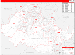 Chesterfield County, VA Digital Map Red Line Style