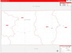 Cheyenne County, CO Digital Map Red Line Style