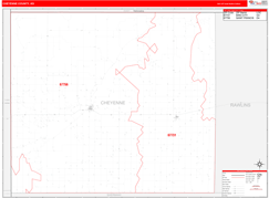 Cheyenne County, KS Digital Map Red Line Style