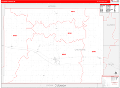 Cheyenne County, NE Digital Map Red Line Style