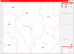Chickasaw County, IA Digital Map Red Line Style