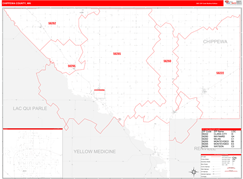 Chippewa County, MN Digital Map Red Line Style
