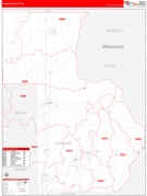 Chisago County, MN Digital Map Red Line Style