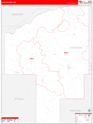Choctaw County, MS Digital Map Red Line Style