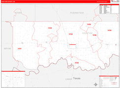 Choctaw County, OK Digital Map Red Line Style
