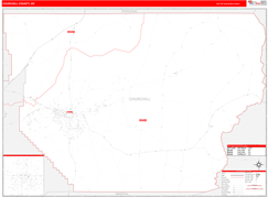 Churchill County, NV Digital Map Red Line Style