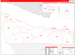 Clallam County, WA Digital Map Red Line Style