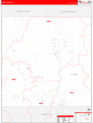 Clare County, MI Digital Map Red Line Style