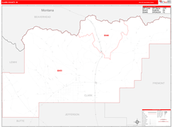 Clark County, ID Digital Map Red Line Style