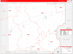 Clark County, IL Digital Map Red Line Style