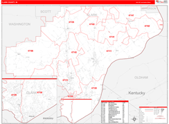 Clark County, IN Digital Map Red Line Style