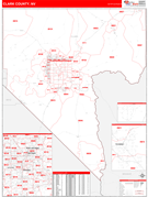 Clark County, NV Digital Map Red Line Style