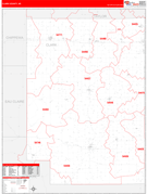 Clark County, WI Digital Map Red Line Style