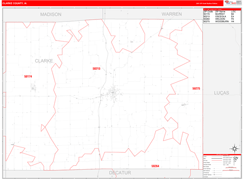 Clarke County, IA Digital Map Red Line Style
