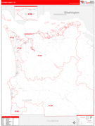 Clatsop County, OR Digital Map Red Line Style