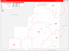Clay County, AL Digital Map Red Line Style